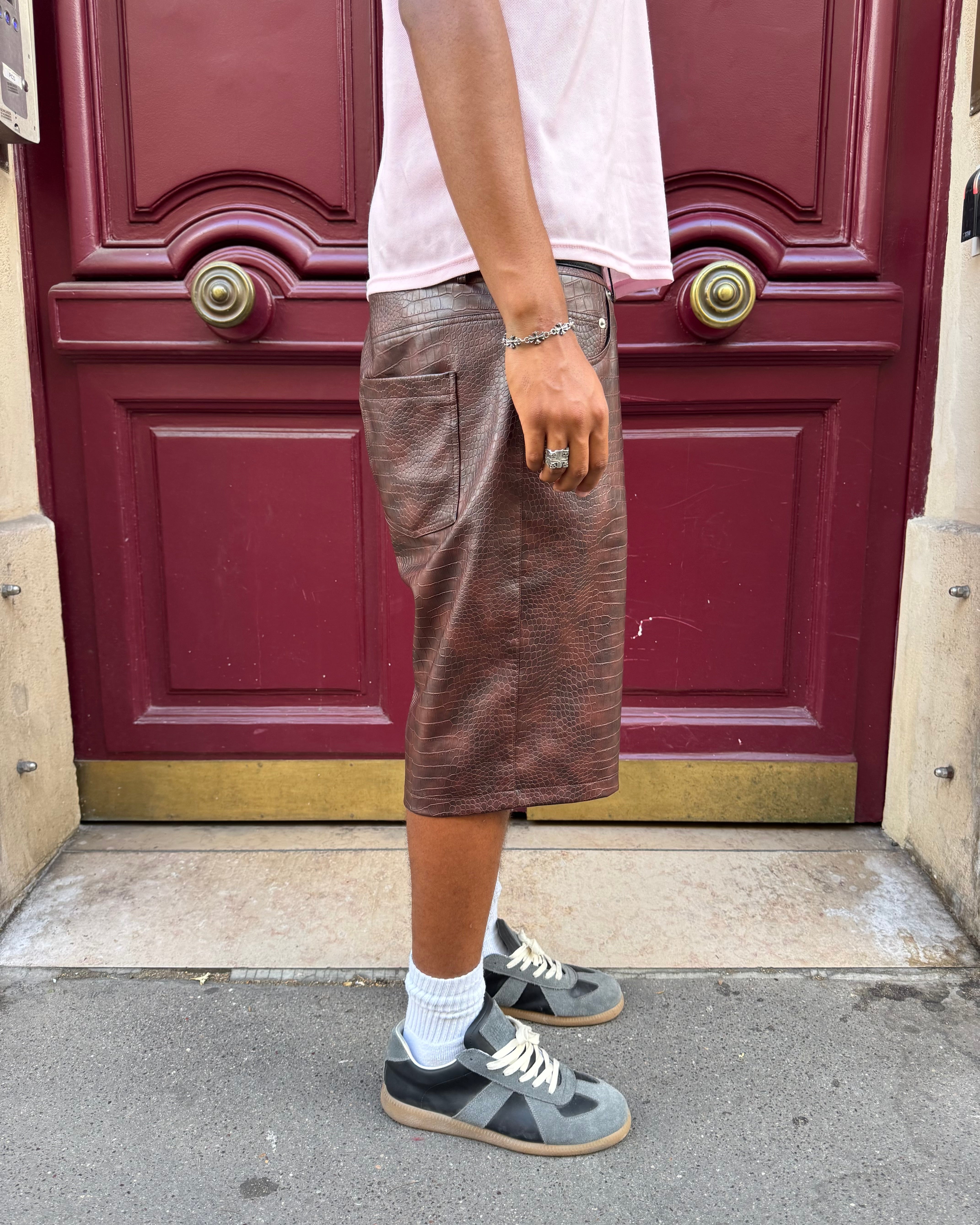 “CROCO” SHORTS BROWN