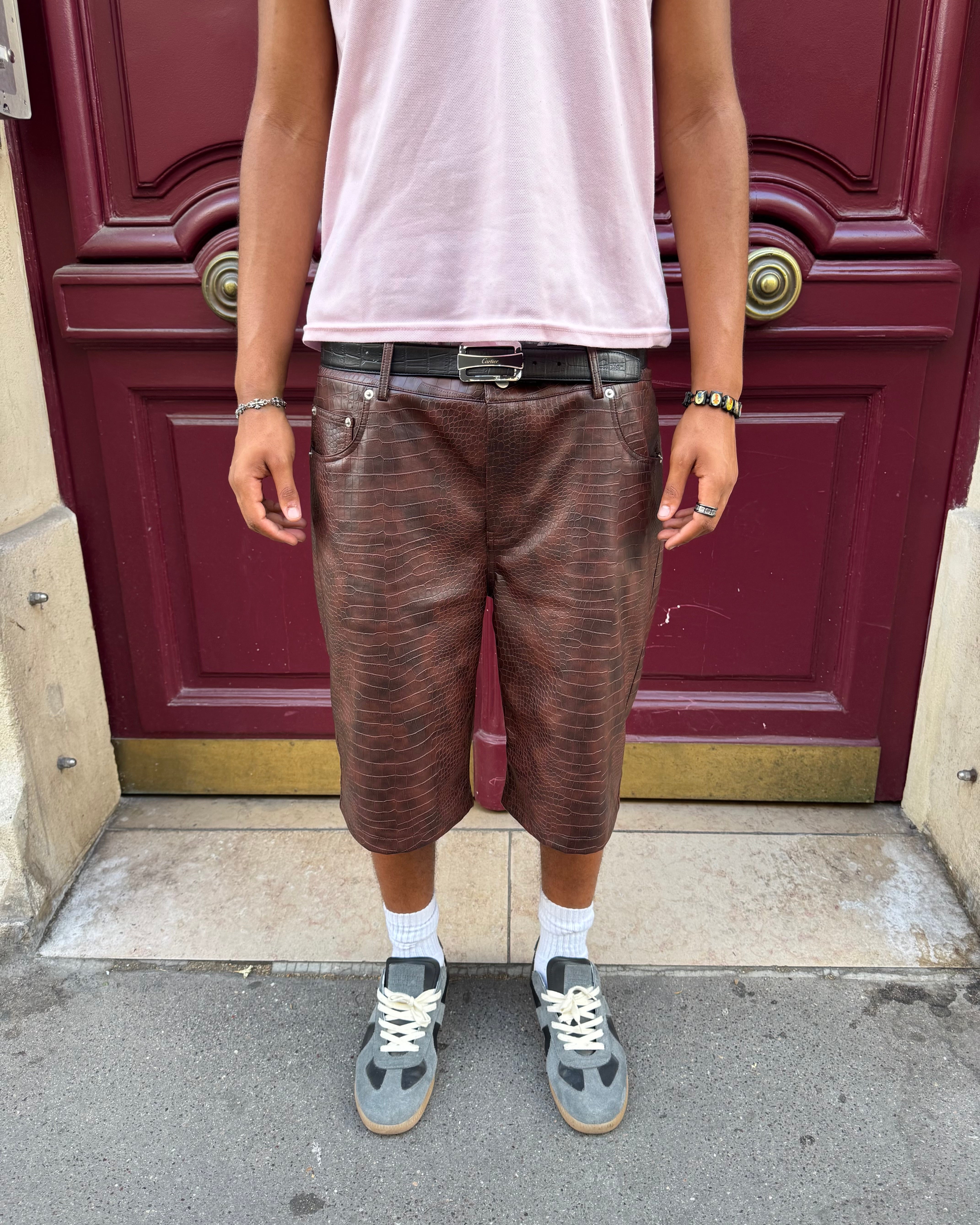 “CROCO” SHORTS BROWN